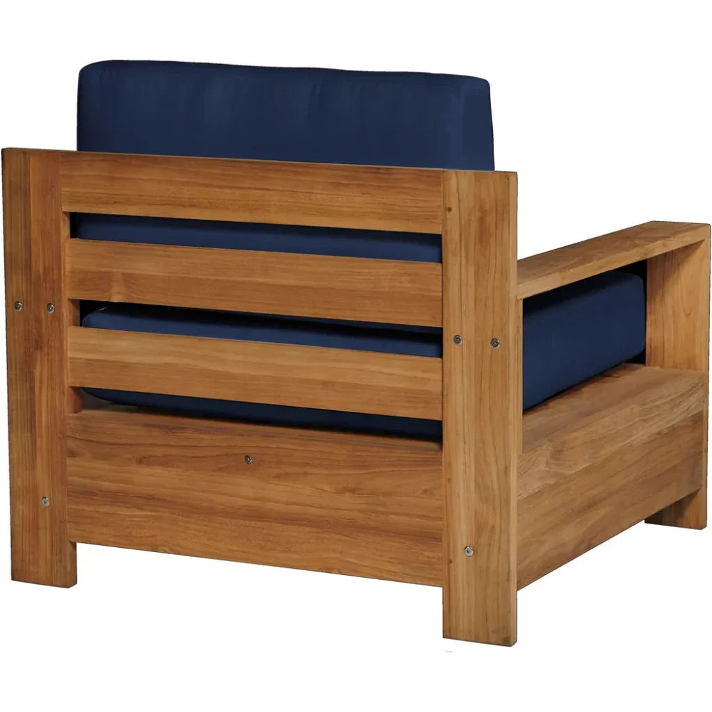 Qube Teak Outdoor Club Chair Sunbrella Cushion