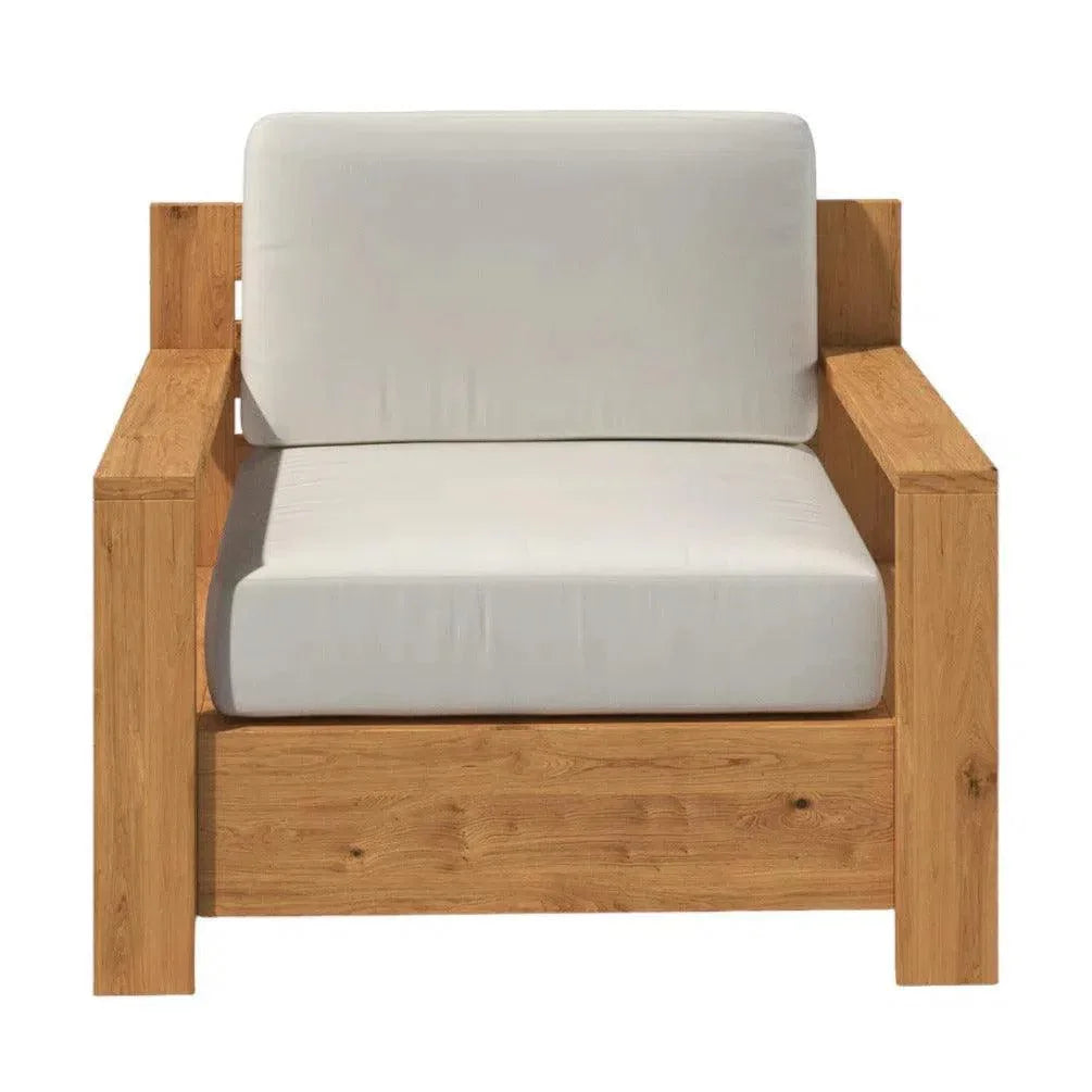 Qube Teak Outdoor Club Chair Sunbrella Cushion