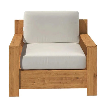 Qube Teak Outdoor Club Chair Sunbrella Cushion