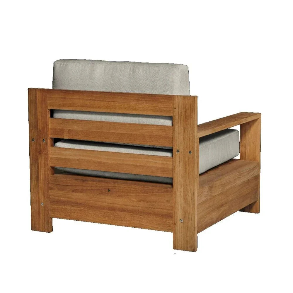 Qube Teak Outdoor Club Chair Sunbrella Cushion