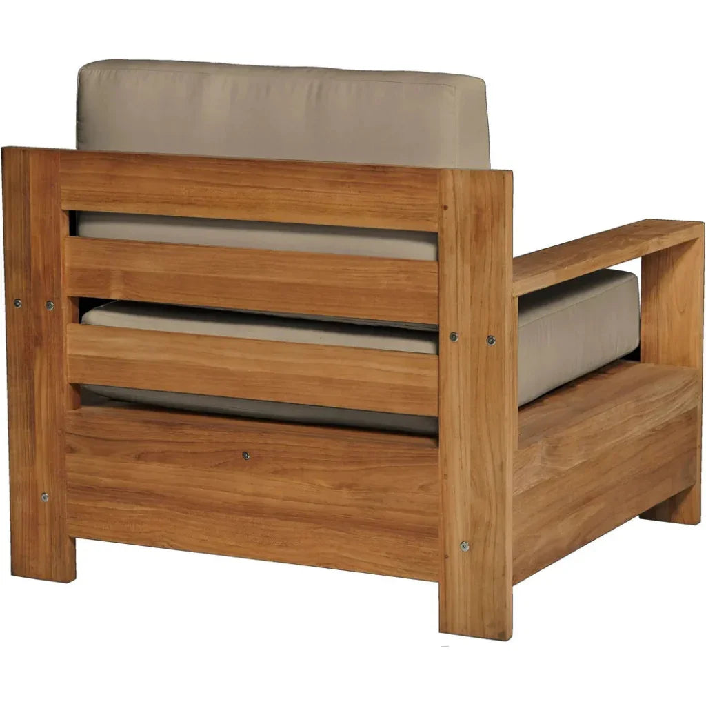 Qube Teak Outdoor Club Chair Sunbrella Cushion