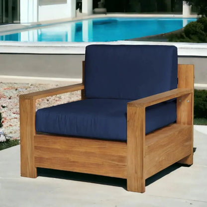 Qube Teak Outdoor Club Chair Sunbrella Cushion