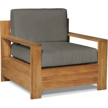 Qube Teak Outdoor Club Chair Sunbrella Cushion