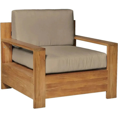 Qube Teak Outdoor Club Chair Sunbrella Cushion