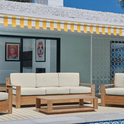 Qube Teak Patio Deep Sofa Set with Sunbrella Cushion 4PC