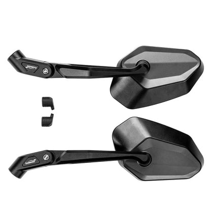 RM02 Motorcycle Rearview Mirror – 1200R Spherical Lens, CNC Aluminum, Anti-Glare & Quick-Fold Design
