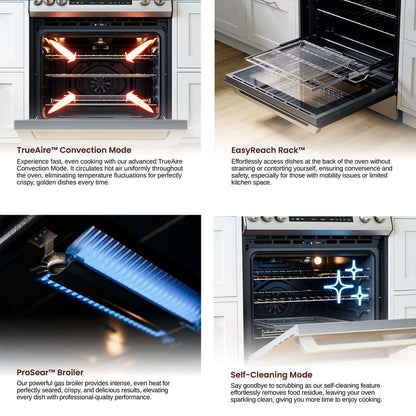 Rangaire 30" Gas Range Self-cleaning Air Fry True Convection Oven Slide-in Stainless Steel RRG303GS