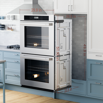 Rangaire 30" Double Electric Wall Oven Self-cleaning Air Fry True Convection Stainless Steel RWOD301GS