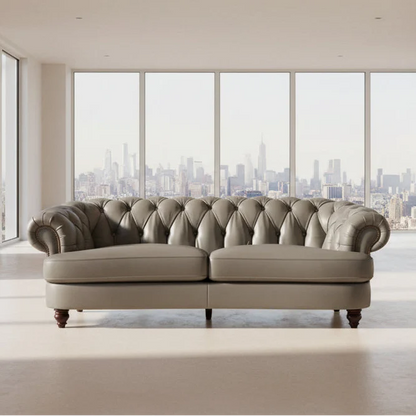 Retro Chesterfield-Inspired Leather Sofa Retro