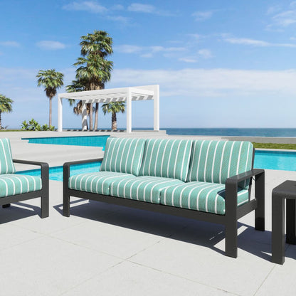 Rolig Green Olefin Fabric Outdoor Sofa