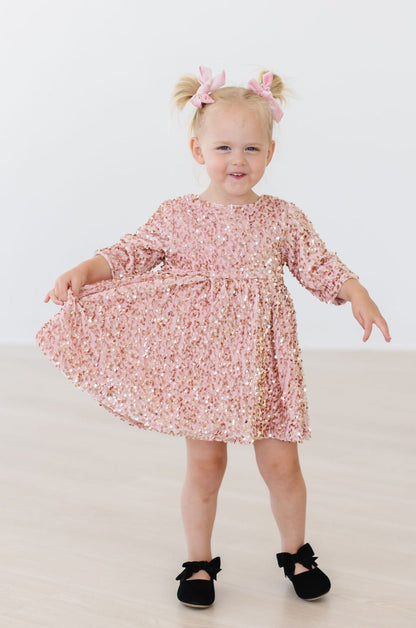 Rose Gold Velvet Sequin Dress