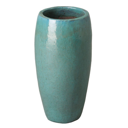 Round 20"H Teal Ceramic Jar