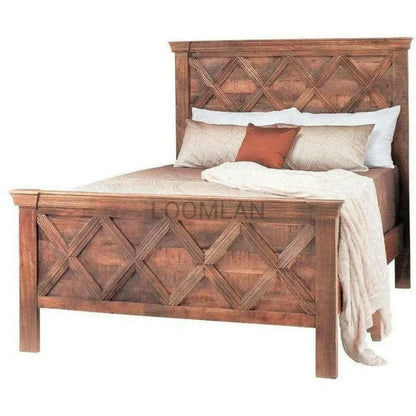Rustic X Brown Wooden Bed Frame