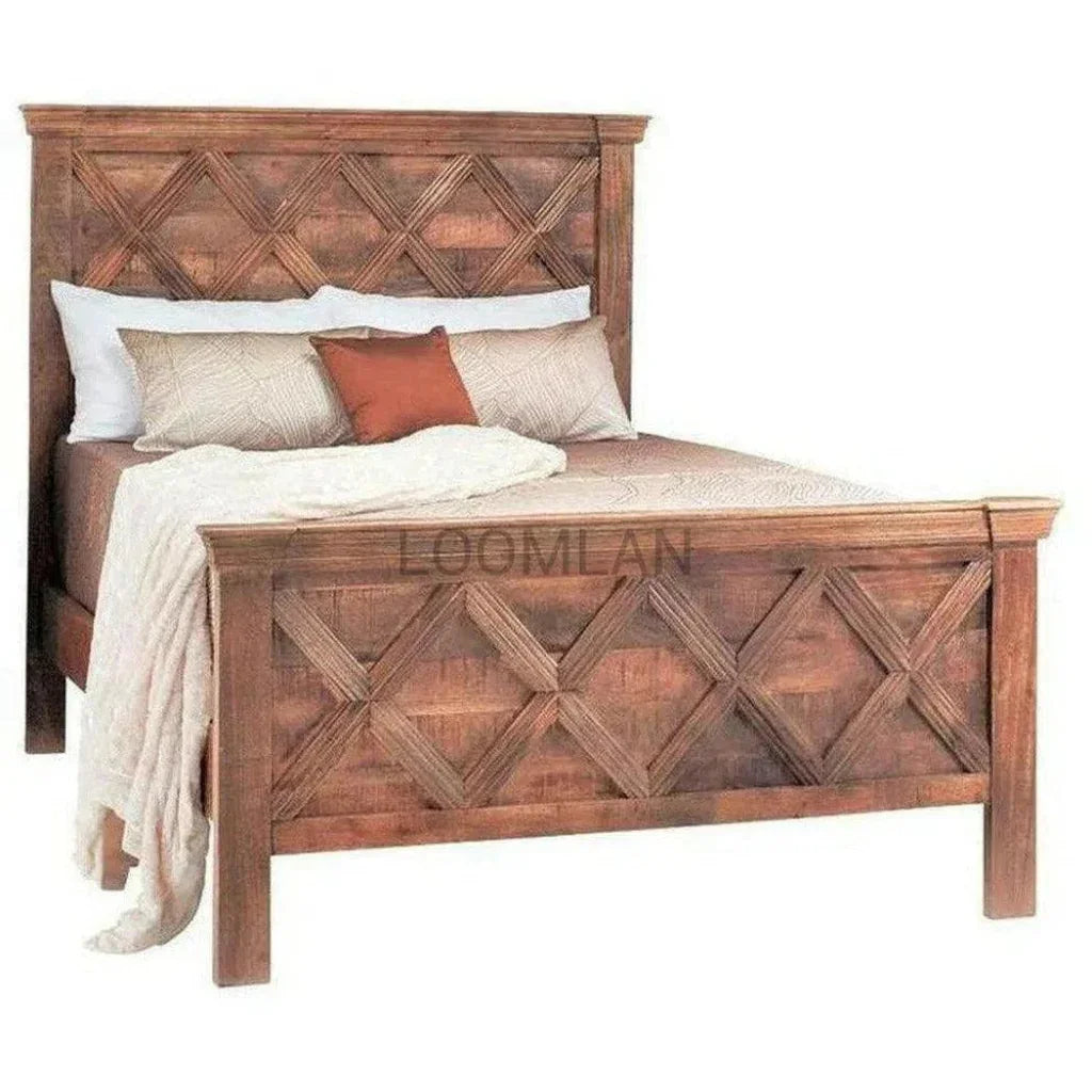Rustic X Brown Wooden Bed Frame