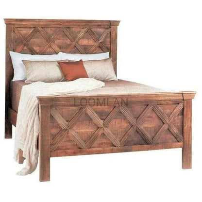 Rustic X Brown Wooden Bed Frame