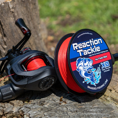 Reaction Tackle X8 Braided Fishing Line - NO FADE Red 8 Strand