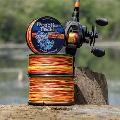 Reaction Tackle Braided Fishing Line - Fire Camo