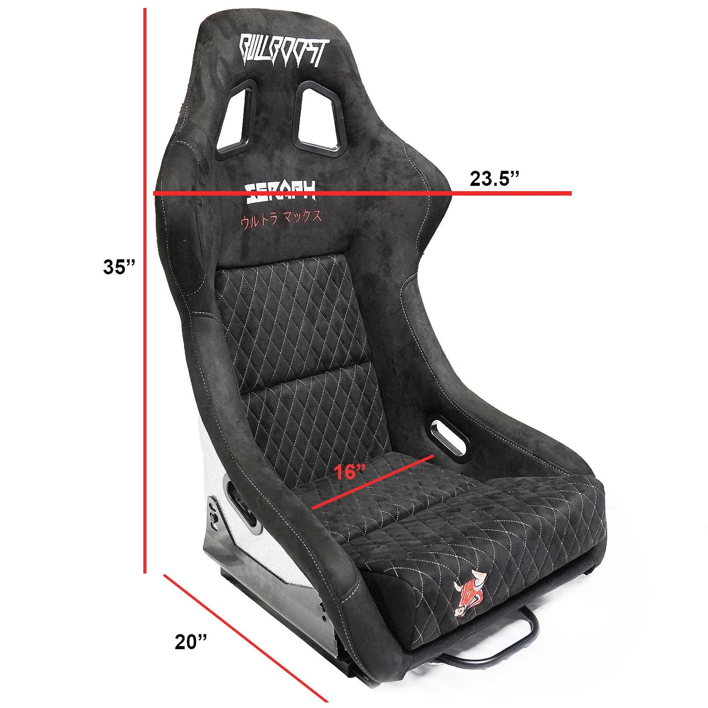 Bull Boost Adjustable Racing Lowered Ultra Max Bucket Seat w/ Seat Rails