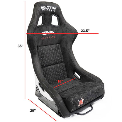 Bull Boost Adjustable Racing Lowered Ultra Max Bucket Seat w/ Seat Rails