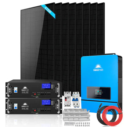 SunGold Off-Grid Solar Kit | 6500W/8000W 48VDC 120V/240V | LiFePO4 10.24KWH/20.48KWH Lithium Battery | 3320W Solar PV