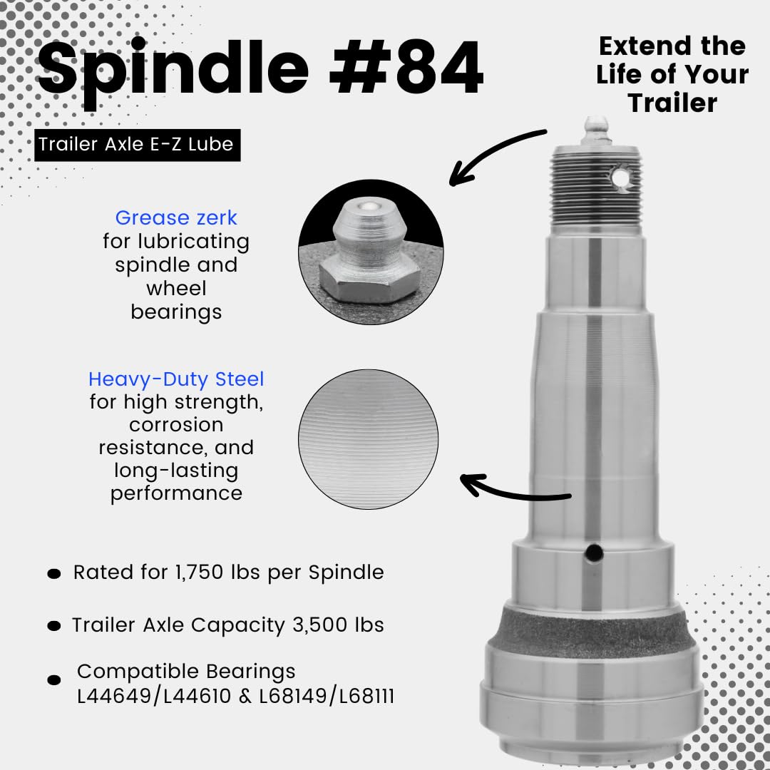 Spindle #84 - Straight with 2" Bore - 3,500 lbs Trailer Axle Spindle