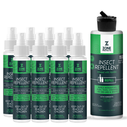 Scented Insect Repellent Spray, Family Pack 1oz Case + Refill Bundle