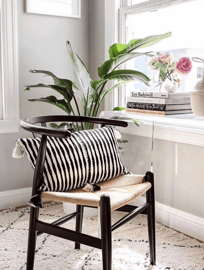Antigua Pillow - Black and Natural Ivory