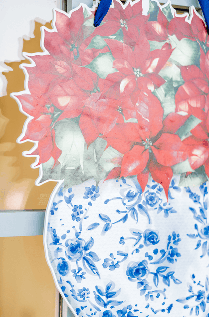 Classic Poinsettias in Ginger Jar- Door Hanger