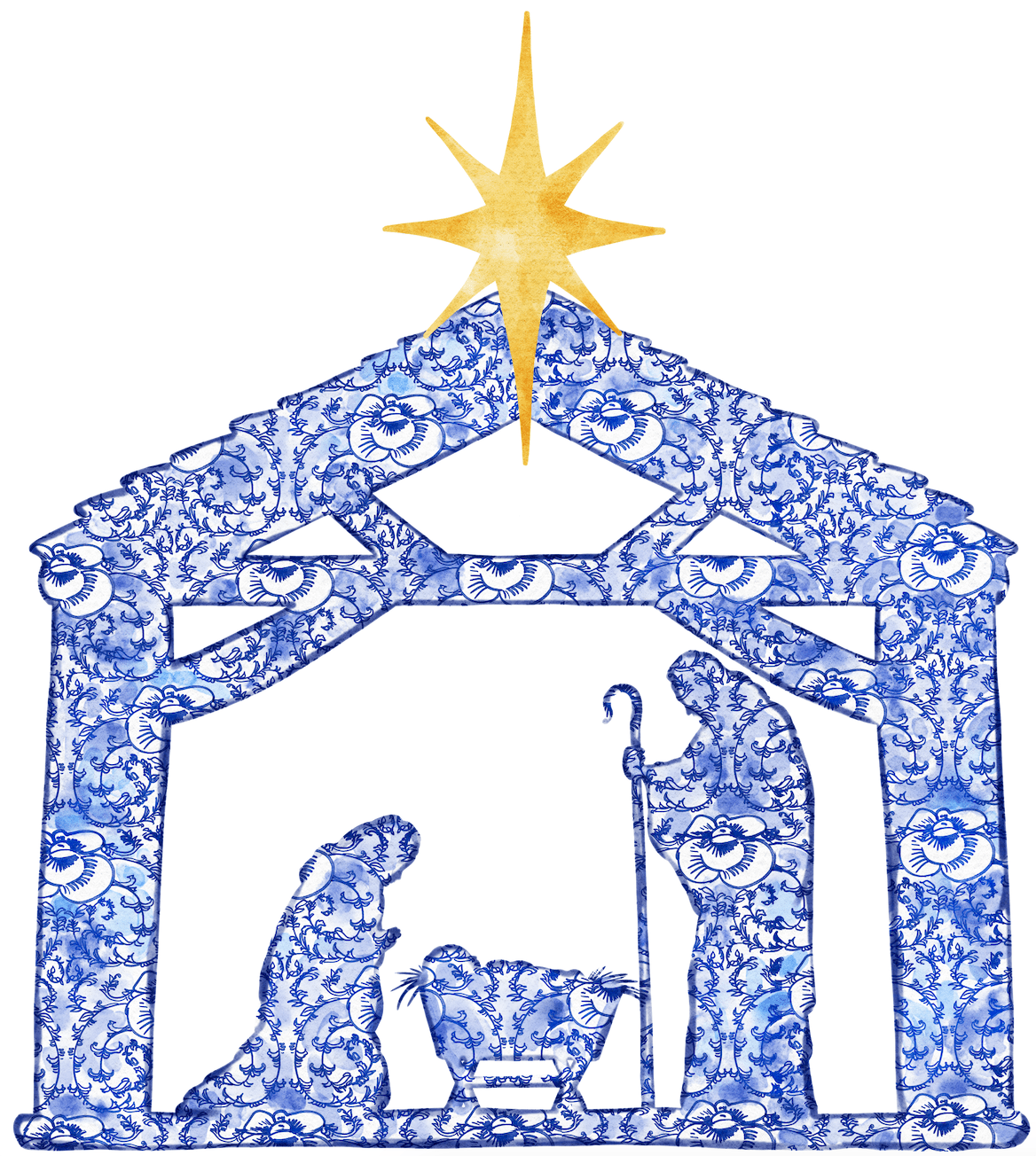 Nativity in Chinoiserie- Door Hanger (Ships Nov 3)