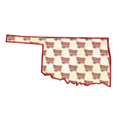 Crimson & Cream Wagon Printed Door Hanger