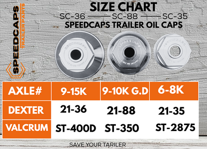 Trailer Oil Cap 9-15k Axles With Lifetime Warranty Speedcaps (PRO-SC-36)