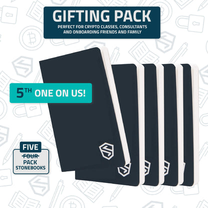 Stonebook® 5-Pack - Bulk Seed Phrase Storage Notebooks (Gifting Edition)
