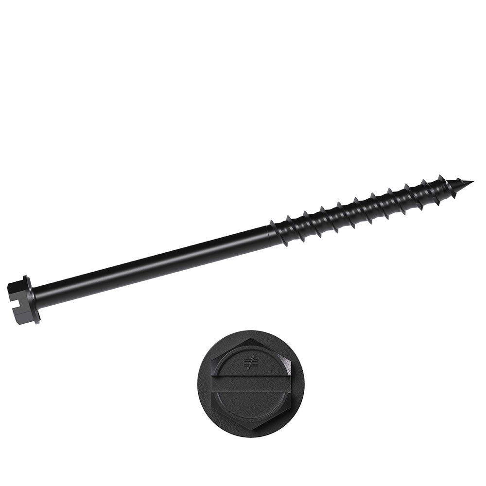 3/16 x 1 1/4 Simpson Hex Head Titen Turbo™ Concrete and Masonry Screw Anchor Zinc Plated w/ Ceramic Coat Black (1/4 in. Hex) - Box (100)