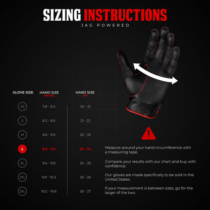 Leather Dark Knight Gloves - Full Finger Design (Red)