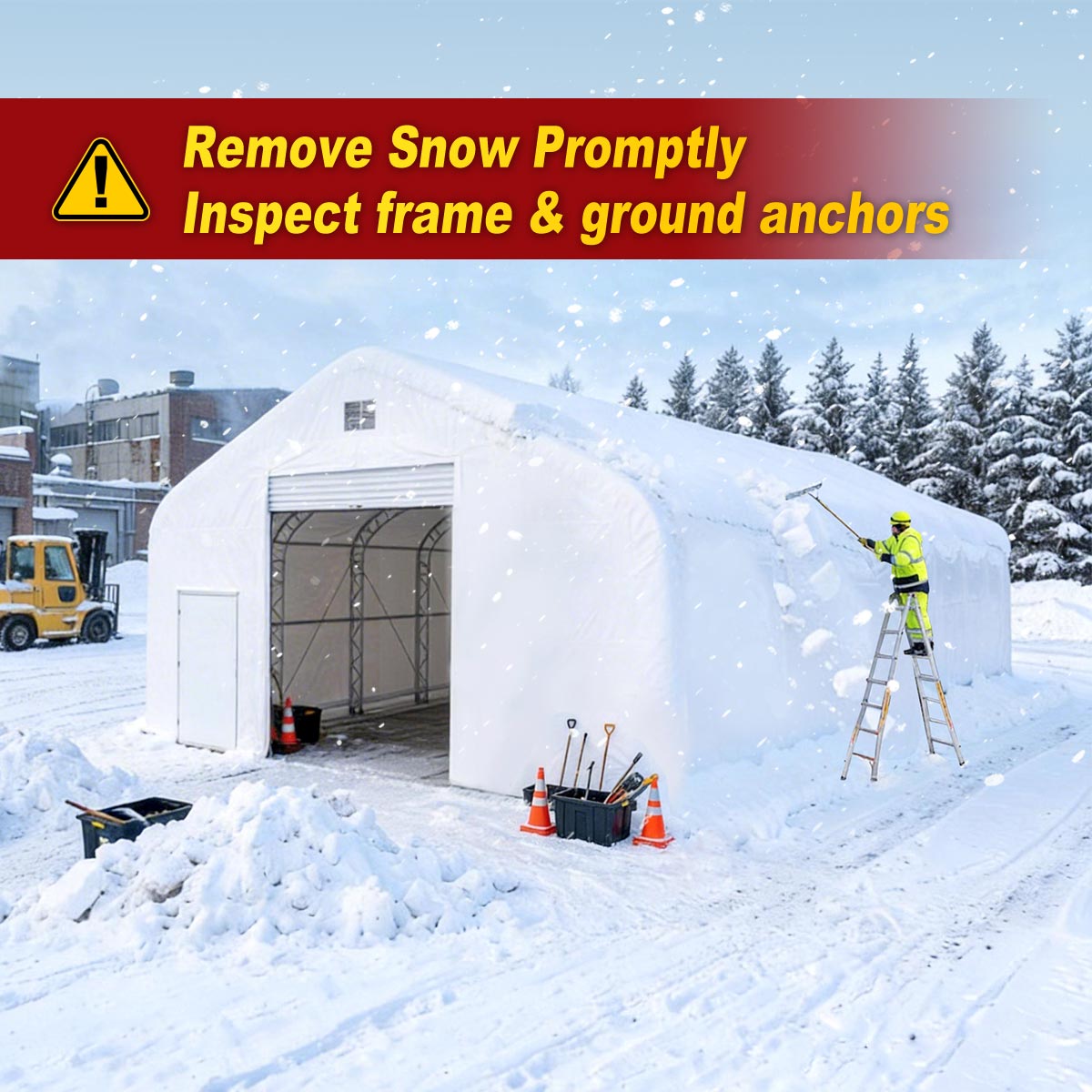 W60'xL120'xH27' Double Truss Storage Shelter, Reinforced Series
