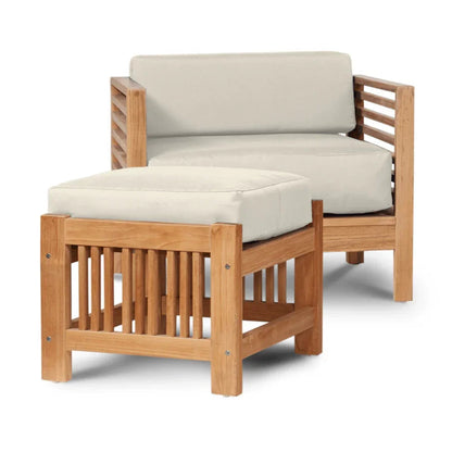 Soleil Teak Patio Lounge Set with Sunbrella Cushion 2PC