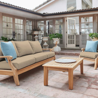 Sonoma Teak Patio Deep Sofa Set with Sunbrella Cushions 4PC