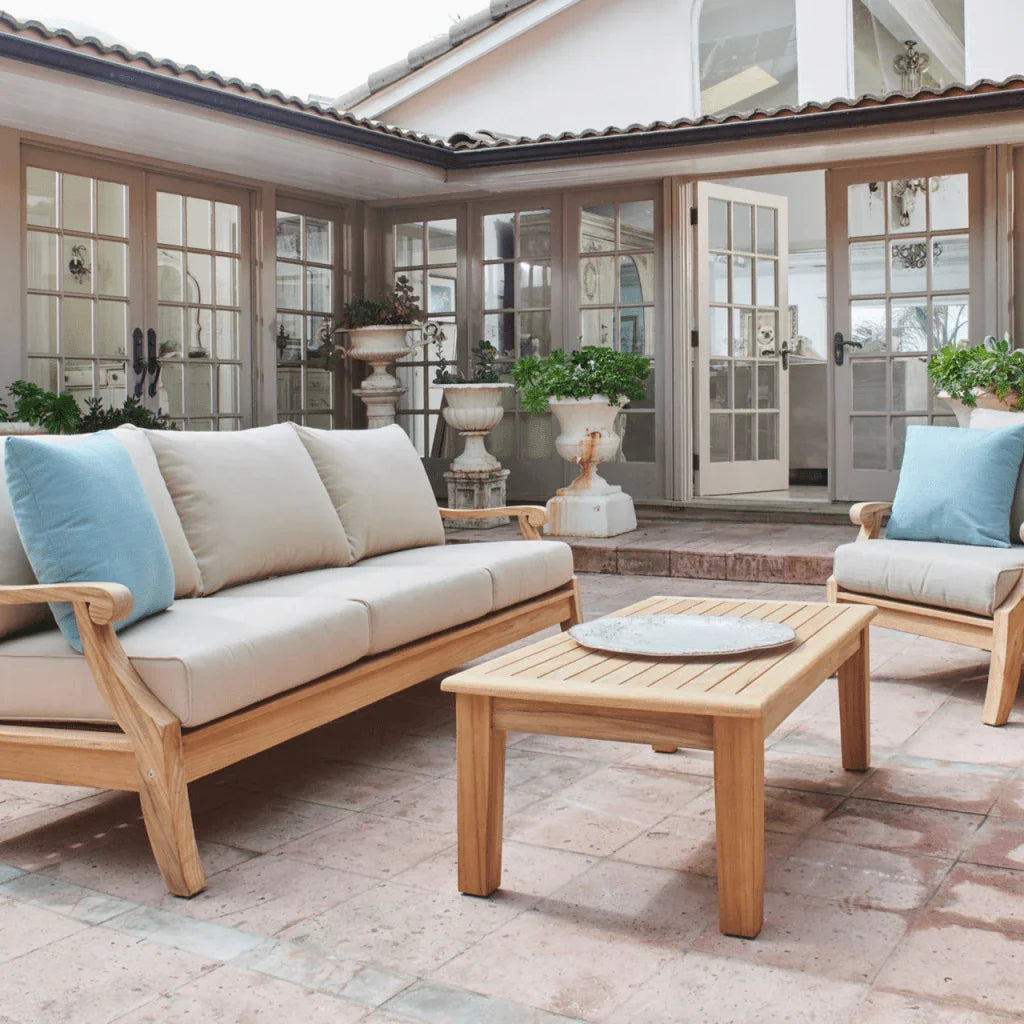 Sonoma Teak Patio Deep Sofa Set with Sunbrella Cushions 4PC