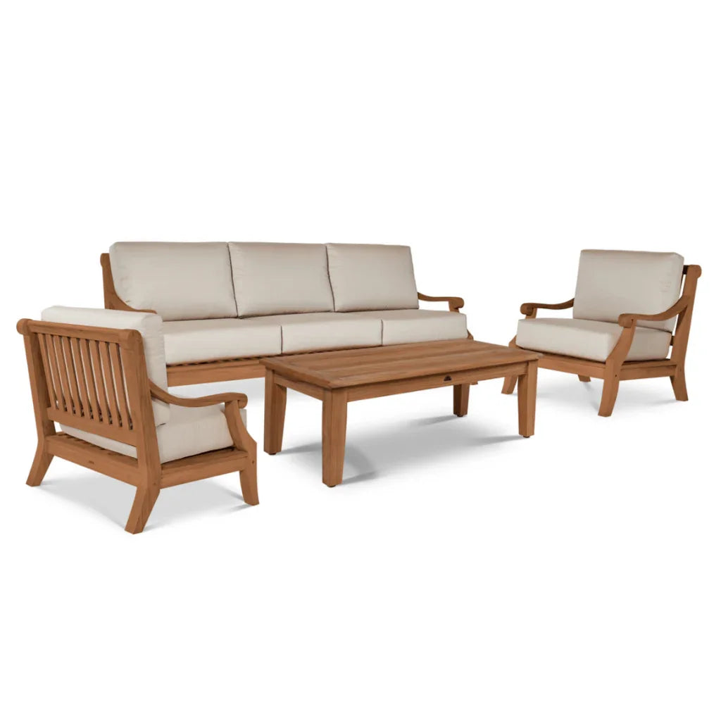 Sonoma Teak Patio Deep Sofa Set with Sunbrella Cushions 4PC