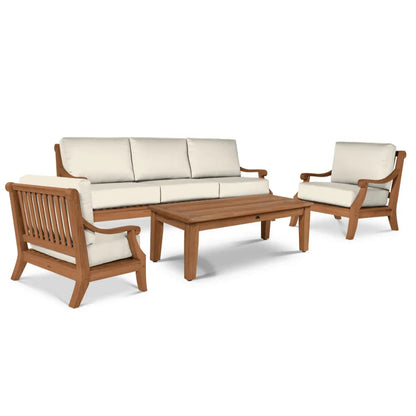 Sonoma Teak Patio Deep Sofa Set with Sunbrella Cushions 4PC