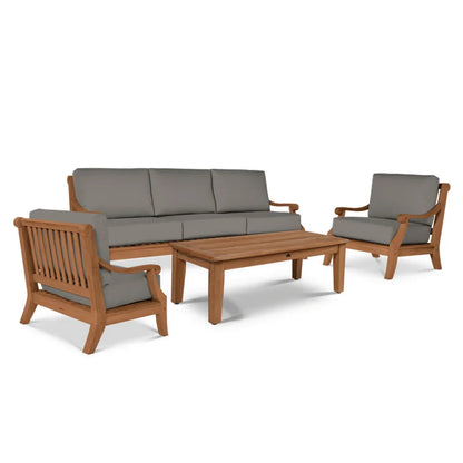 Sonoma Teak Patio Deep Sofa Set with Sunbrella Cushions 4PC