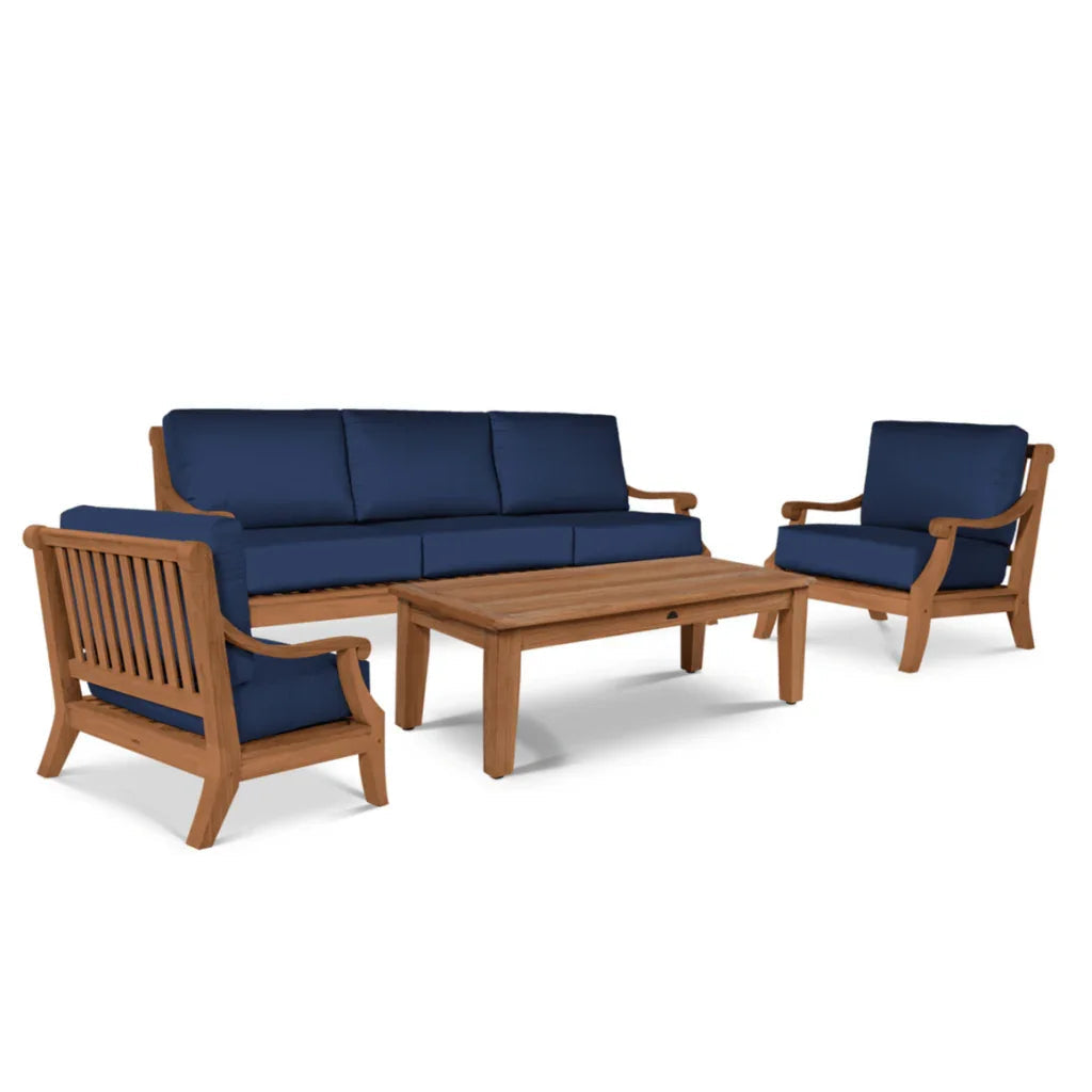 Sonoma Teak Patio Deep Sofa Set with Sunbrella Cushions 4PC