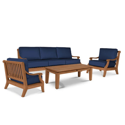 Sonoma Teak Patio Deep Sofa Set with Sunbrella Cushions 4PC