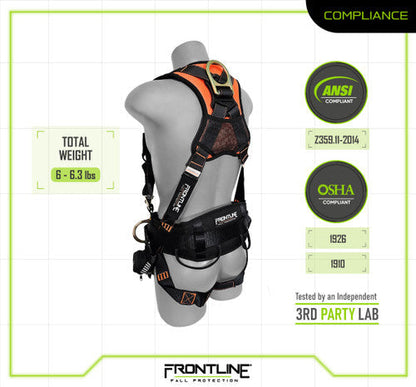 Frontline 100CTB Combat Construction Full Body Harness with Tongue Buckle Legs and Trauma Straps 3X/4X