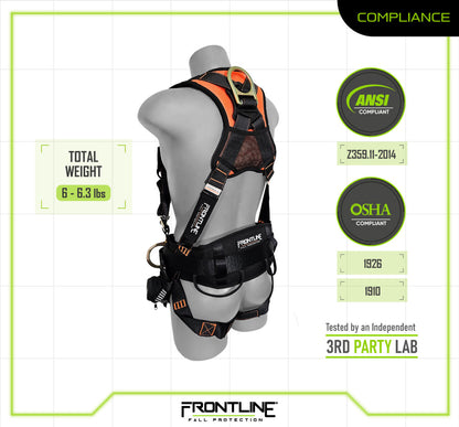 Frontline 100CTB Combat Construction Full Body Harness with Tongue Buckle Legs and Trauma Straps S