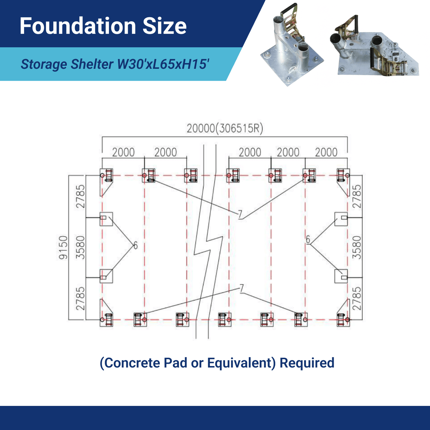 W30'xL65'xH15' Single Truss Arch Storage Shelter