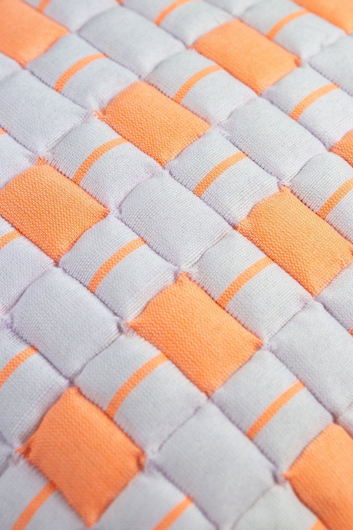 Sujani Quilted Pillow in Pastel Lilac and Neon Orange