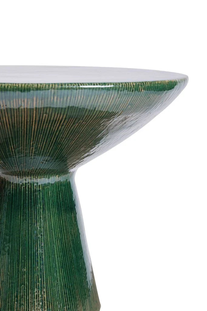 Sunburst Ceramic Round Patio Accent Table