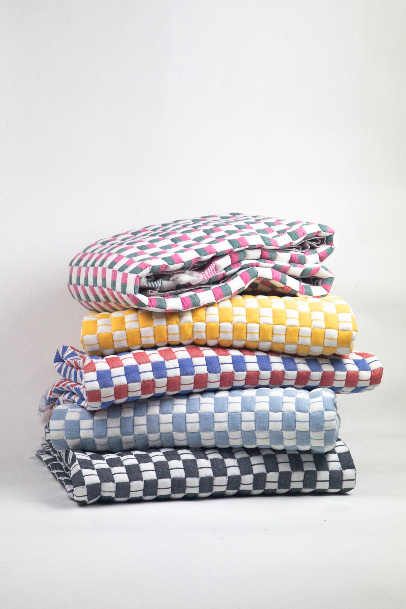 Quilted Sujani Throw Blanket - Red & Blue
