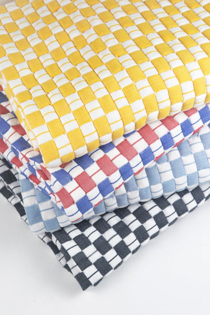 Quilted Sujani Throw Blanket - Red & Blue
